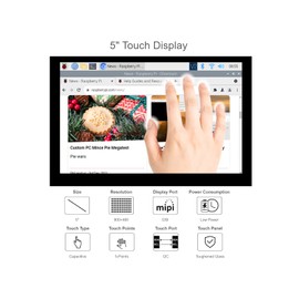 waveshare Monitor de visualización táctil de 5 pulgadas para Raspberry Pi DSI visualización LCD 800 × 480 para Raspberry Pi 4B 3B+ 3A+ 3B 2B B+ A+ CM3/3+ compatible con Raspbian Ubuntu Kali WIN10 IoT