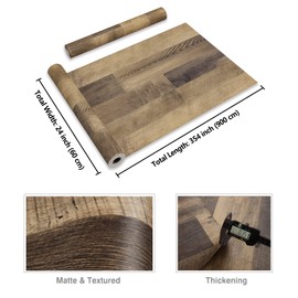 CRE8TIVE Brown Wood Contact Paper Peel and Stick 24"x354" Wide Self Adhesive Shiplap Wallpaper Waterproof Durable Thickened Distressed Wood Plank Vinyl Wrap for Bedroom Countertop Cabinet Floors Walls