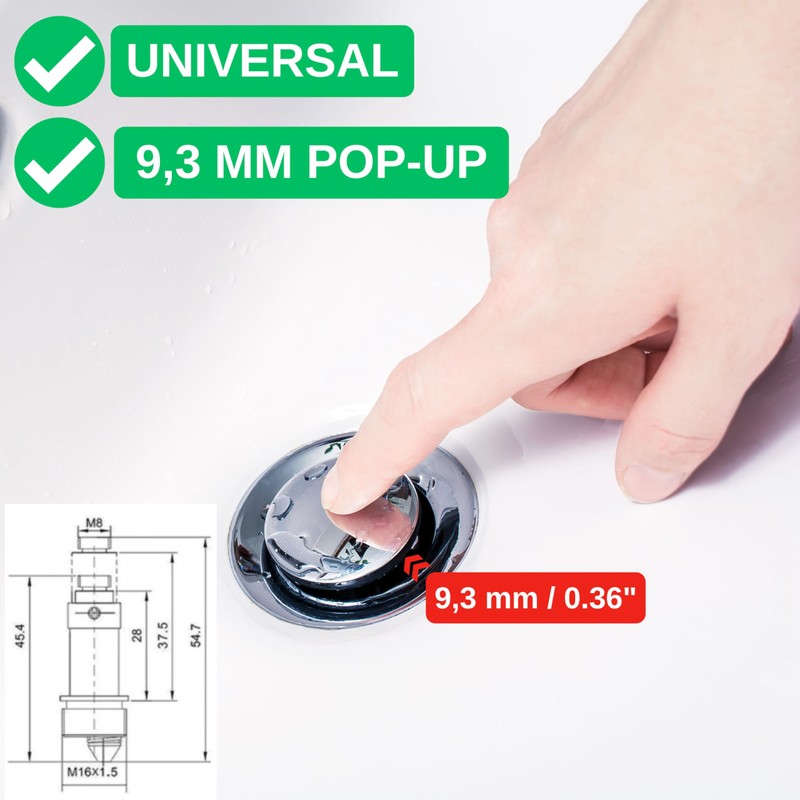 Pop Up Set Replacement Spigot 1 Piece Brass 54mm Length
