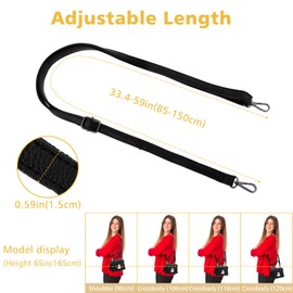 Telooco Shoulder Strap for Bags Adjustable Women's Leather Shoulder Strap Bag Strap Replacement 85-150 cm Adjustable Strap for Wallets Bag Strap (Black Buckle), Black (black buckle)
