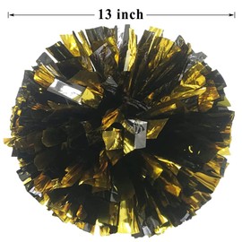 PUZINE 4 Pack 13" Cheerleading Metallic Foil & Plastic Ring Pom Poms (100g)