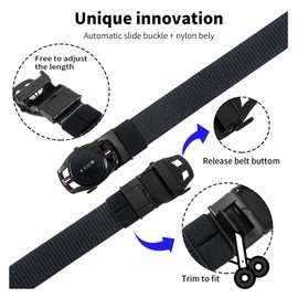 ACTCLOUD Ratchet Belt for Men, Nylon Web Golf Belt Casual Work Belts Adjustable Trim to Fit