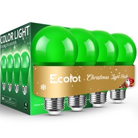 Ecoiot Green Light Bulb Outdoor, Green Christmas Light Bulb, 9W (60W Equivalent), E26 Base Non-Dimmable, Green LED Bulbs for Christmas, Party, Porch Decoration, Holiday Lighting, Indoor/Outdoor Use
