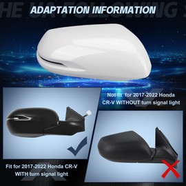 White #NH-603P Right Passenger Side Mirror Cap Cover Compatible with Honda CRV 2017 2018 with Turn Signal, Not fit for 2017-2018 Honda CR-V without Turn Signal