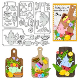 BENECREAT Summer Dining Signs Cutting Dies, Wooden Tray Embossing Stencils Template Die Cut for Card Making Scrapbooking DIY Craft Album Paper Card Decor