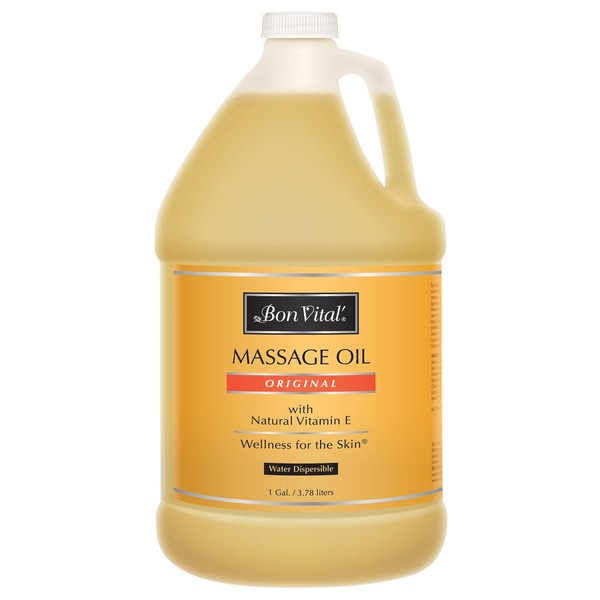 Bon Vital' Original Massage Oil for a Versatile Massage Foundation to Relax Sore Muscles and Repair Dry Skin, Best Massage Oil on Market, Unbeatable Consistency and Quality, 1 Gal, Label may Vary