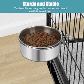 Reshiho Dog Bowl Stainless Steel Pet Hanging Food Water Bowl Cage Feeding Cup Feeder for Dogs Cats Rabbits Birds Small Animal (Medium)