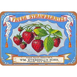 Anjoes Vintage Retro 8x12 Sign 1868 Fresh Strawberries Berries Funny Fruits Vegetables Food Sweet Summer Wall Decor Home Decor Novlety Tin Metal Sign