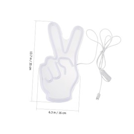 HEMOTON 1pc Victory Gesture Light Led Light Para De Mujer Interior Desktop Decor Night Light Wall Sconces Indoor Neon Signs for Dorm Baby Signs Lovely White Luminous Lighting As