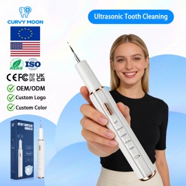 CURVY MOON Home Use Tartar Remover Oarl Care Teeth Cleaner Smart Calculus Plaque Remover Ultrasonic Tooth Dental Scalercolor: White