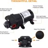 CAMPLUX Water Pump 1.6GPM/3.3GPM 12V DC Diaphragm Self-Priming RV Motorhome