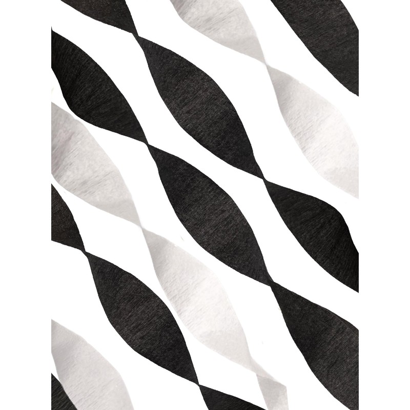 BLACK and WHITE Crepe Paper Streamers (2 Rolls Each Color)