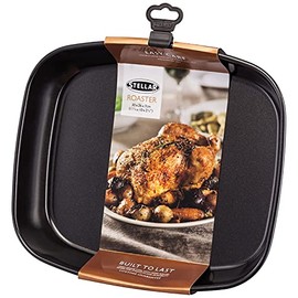 Stellar SB86 Large Roaster Non-Stick 29cm x 25cm x 5cm Heavy Duty Steel