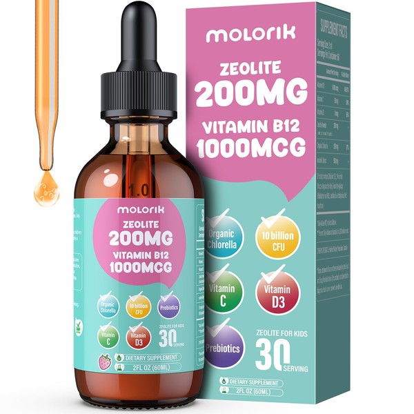Zeolite Detox for Kids, 200mg Zeolite Liquid Drops with 1000mcg