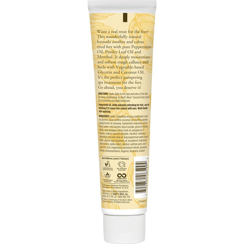 Burt's Bees Peppermint Oil Foot Lotion, 3.38 Oz (Package May