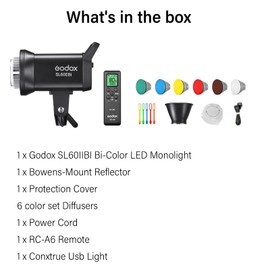 Godox SL60W LED Video Light CRI/TLCI 97+ COB Monolight Bowens Mount LED Continuous Output Lighting (2800-5600K Bi-Color, SL60, SL60iiD, SL60IIbi)