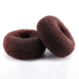 2-Piece Hair Donuts for Buns Maker Extra Large (4.3 in.) - Ring Style Chignon Bun Maker for Thick & Long Hair - Brown
