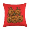 Haunted Pumpkin Faces Throw Pillow