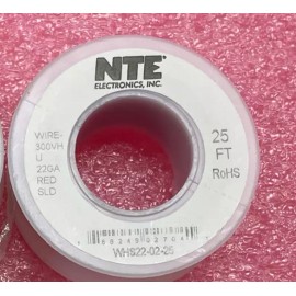 NTE WHS22-02-25  22AWG Gauge Solid Hook Up Wire Red 25 Ft  UL1007 300V