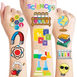 100PCS Science Temporary Tattoos for Kids Themed Science Birthday Party Decorations Favors Supplies Decor Scientist Tattoos Stickers Cute Gifts Education Classroom School Lab Prizes Rewards