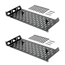 Tecmojo 1U Rack Shelf,19 inch Rack Shelf 8 inch Depth,Rack Mount Shelf with Anti-Slip Stops,Server Rack Shelf and Network Shelf for 19 in Equipments, 55lbs Capacity of Vented 1U Shelf,No Lip(2 Pack)