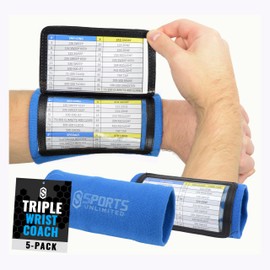 Sports Unlimited Youth Triple Wrist Coach, Football Wristbands for Plays, Baseball Wristbands, QB Arm Bands
