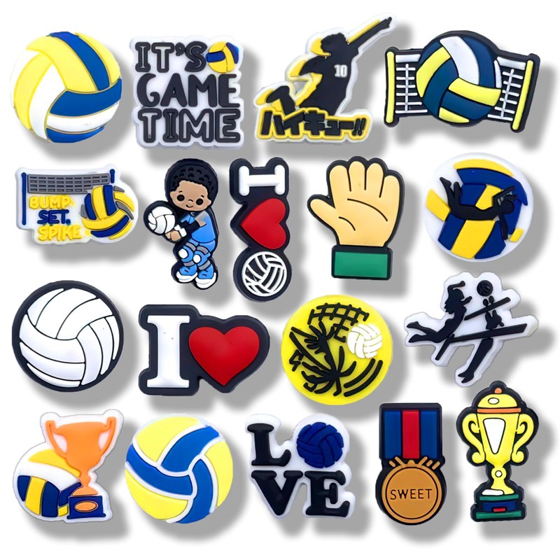 MOKADON 18 Pcs Volleyball Sports Shoe Charms, Shoe Decoration Party