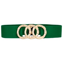 Elastic Waist Belt for Women Fashion, Wide Stretchy Belt with Ring Buckle for Dresses, Casual or Formal Outfits, Green