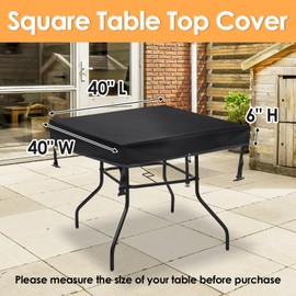 TOHONFOO Square Patio Table Cover - Waterproof Anti-UV Patio Table Cover - Outdoor Table Cover 40" L x 40" W x 6" H
