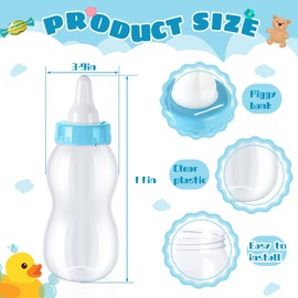 2 Pcs Candy 11 x 4 Inch Baby Bottle Bank Jumbo Plastic Bottles Piggy Bank for Baby Shower Party Games Favor Gift Decor(Blue)