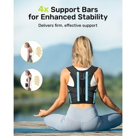 Rakiie Haltungskorrektur für Frauen und Männer, Verbesserte Rückenstütze mit Verstärkter Unterstützung, Schulterstrecker mit Gepolsterten Schulterpolstern, Grau Größe XL