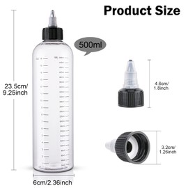 Cosywell Hair Oil Applicator 16.9oz Measured Squeeze Bottles with Graduated Scale Dye Applicator Bottle Twist-On Top Tip Cap Empty Plastic Color Oil Bottle 2 Pack