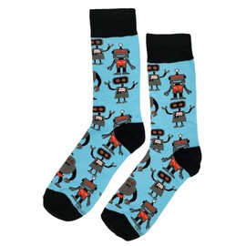 SockFly Robot Dress Socks Funny Novelty Crazy Fun Design Men Size 8-12 Cotton Casual Crew Colorful Funky Fancy Socks Gift for Men