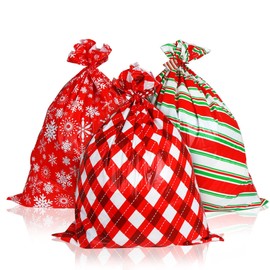 DERAYEE Christmas Wrapping Bag, Plastic Bag, Extra Large, 44.1 x 36.2 inches (112 x 92 cm), 3 Pieces, Christmas Decoration, Super Big Packaging, Gift Bag, Plastic