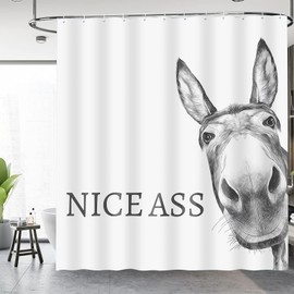 Mahrokh Funny Donkey Shower Curtain Waterproof Fabric Shower Curtain Set Washable Farmhouse Bathroom Decor Bath Curtains with 12 Hooks 72x72 inch (Donkey)