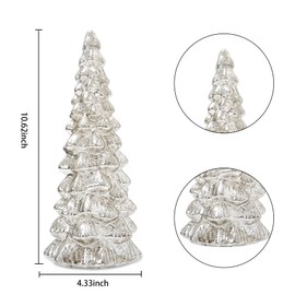 JBGIYOSG Christmas Tree Glass Decorative LED Light: 13.5" Tall, Battery Operated Holiday Tabletop Ornament, Frosted Glass Christmas Home Decor, Xmas Tree Night Light for Indoor Decor White
