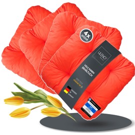 LILENO HOME Set of 4 Chair Cushions, Light Red, 38 x 38 x 8 cm, Seat Cushions for Garden Chairs, Kitchen or Dining Room Chairs, Comfortable, UV-Resistant Indoor and Outdoor Chair Cushions as Chair