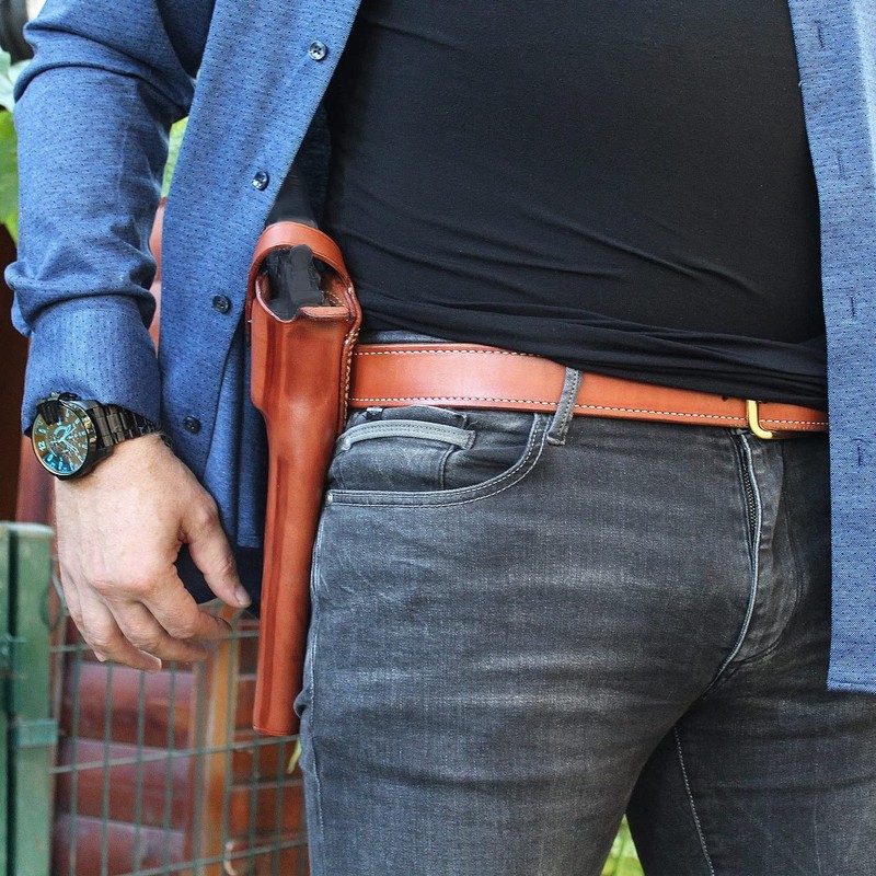 Masc Premium Leather Three Slot Belt Holster with Retention Strap