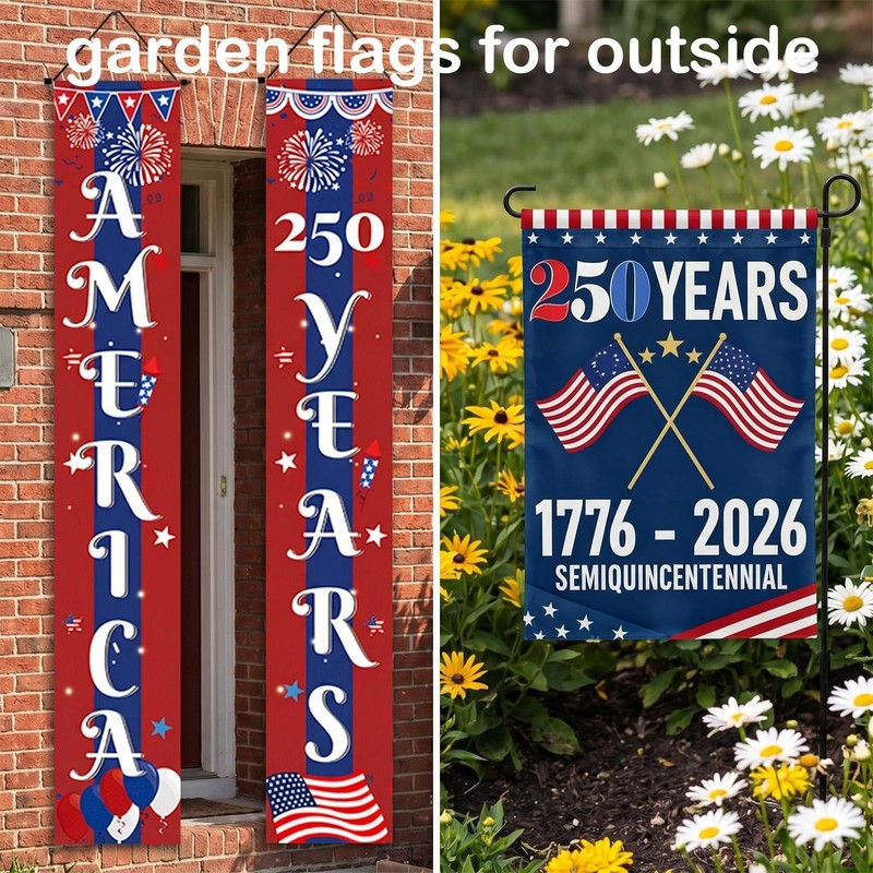 250th Anniversary USA Garden Flag 1776-2026 Patriotic Commemorative Banner