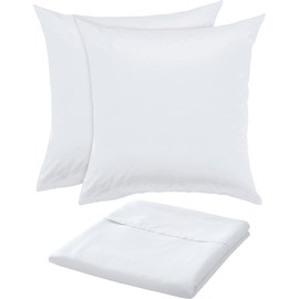 Erwin Müller Summer Bed Sheet and Pillowcases Set 3-Piece Mako Satin Country Hat Silky Soft Temperature Regulating White Size 80 x 80 cm / 280 x 280 cm