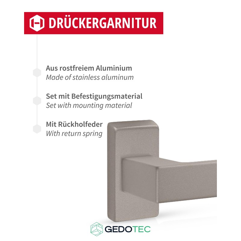 Gedotec Narrow Frame Handle Set Aluminium 1 Set Door Fitting