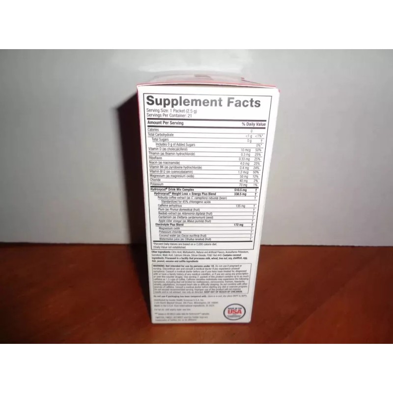 Hydroxycut WildBerry Instant Drink Mix +Electrolytes 21 Packets Exp 11/06/2027