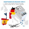 Enchufe Regleta Multicontacto Triple Portatil Con 4 Usb