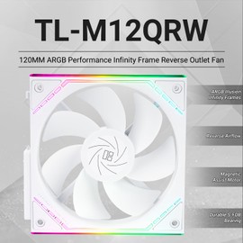 Thermalright TL-M12QRW Case Fan-120mm Quiet,PWM Function,Infinity Mirror ARGB Lighting Effects,Building Blocks Reverse Fan Blade Design,New Power Chip Module Simplifies Wiring Management
