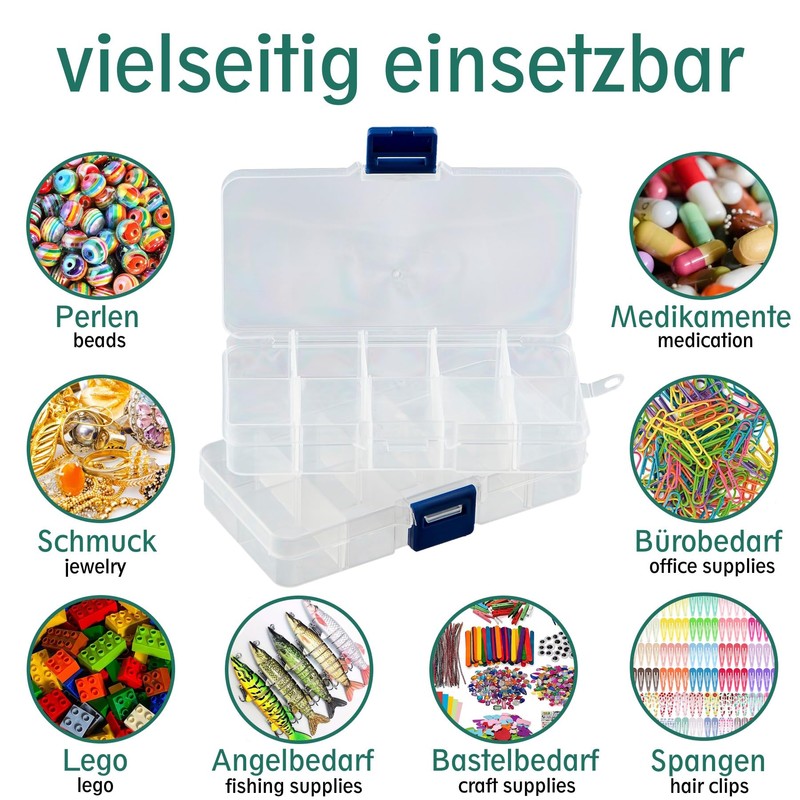 Sorting Box with 15 Adjustable Compartments Plastic Storage Box Organiser