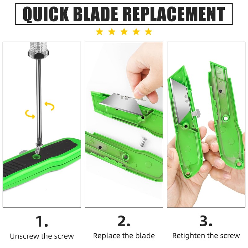 DIYSELF 4 Pack Retractable Box Cutters, Utility Knives with 10