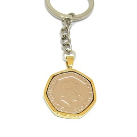 2013 10th Tin Wedding Anniversary 20p pence coin Keyring - 20 pence Keyring from 2013 for a 10th Birthday GLD