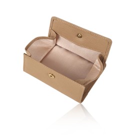 Leather ICHI Women's Coin Case with Card Slots [Box Shaped Coin Purse and 3 Outer Cards and Free Pockets] Compact, Thin, Multi, Minimalist, blue (light)