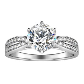 SEUMOO Engagement Rings 1CT Promise Ring for Women Cubic Zirconia Diamond Rings 6 Prong Platinum Plated S925 Sterling Silver Anxiety Ring, Fidget Rings for Women, Sister, Mum, Size L1/2 diamond ring