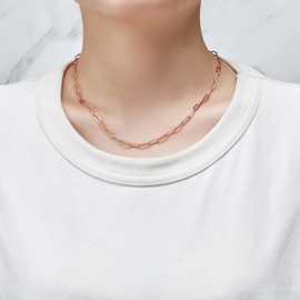 Philip Jones Rose Gold Plated Small Link Paperclip Necklace